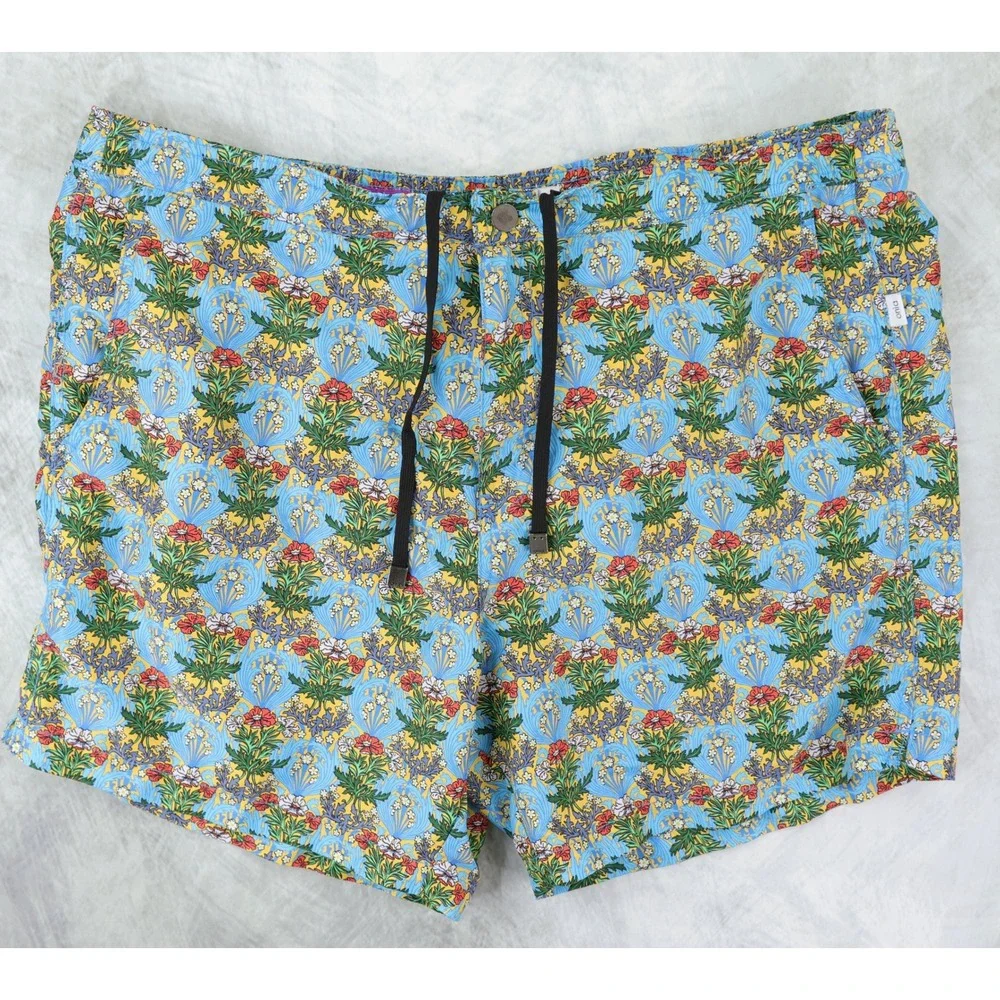 Onia The Calder Swim Trunks Mens XXL Liberty of London Floral Swim Shorts Blue